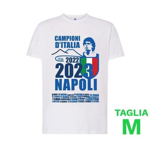 Trade Shop - Tshirt Ssc Napoli Blanc Avec Impression Des Champions D'italie 2023 M