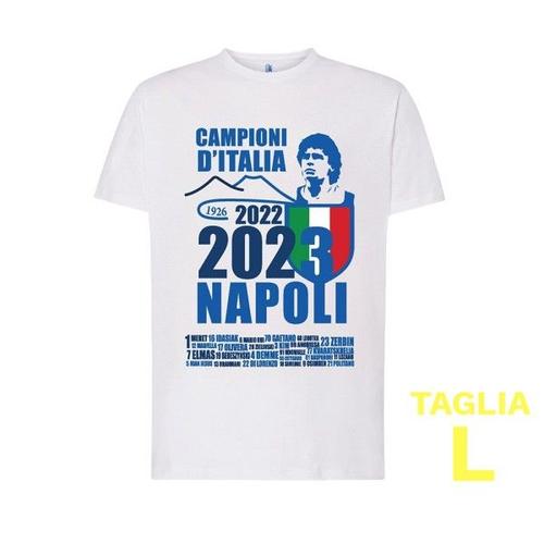 Trade Shop - Tshirt Ssc Napoli Blanc Avec Impression Des Champions D'italie 2023 L