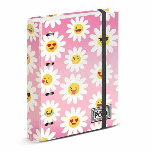 Oh My Pop! Happy Flower Classeur 4 Anneaux Papier Rayé, Rose
