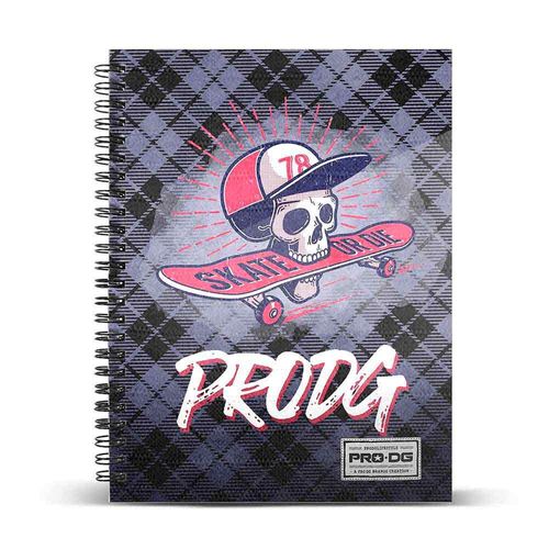 Prodg Skull Cahier A4 Papier Rayé, Gris