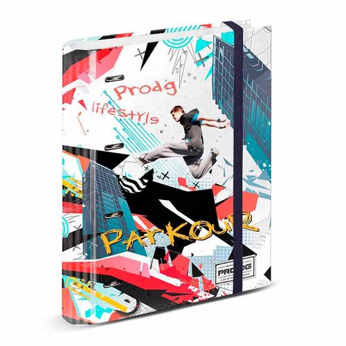 Prodg Parkour Classeur 4 Anneaux Papier Quadrillé, Multicolore