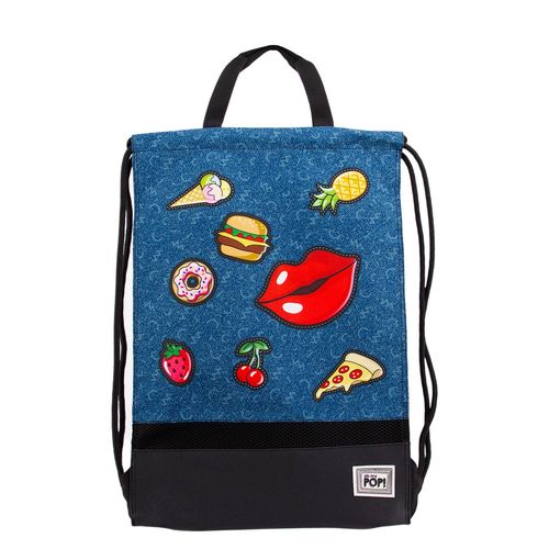 Oh My Pop! Patches Sac à Cordon Storm avec Poignées, Bleu Foncé