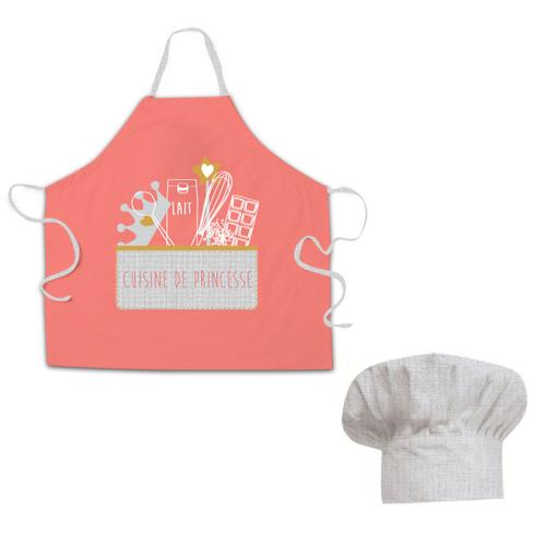 Lot Tablier De Cuisine Coton Rose 55x55cm + Toque