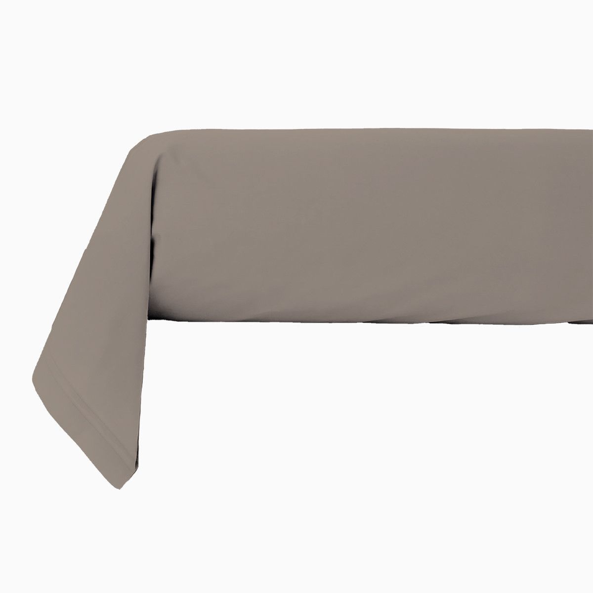 Taie Traversin En Coton 57 Fils Unie Gris Galet Taupe 85x185cm