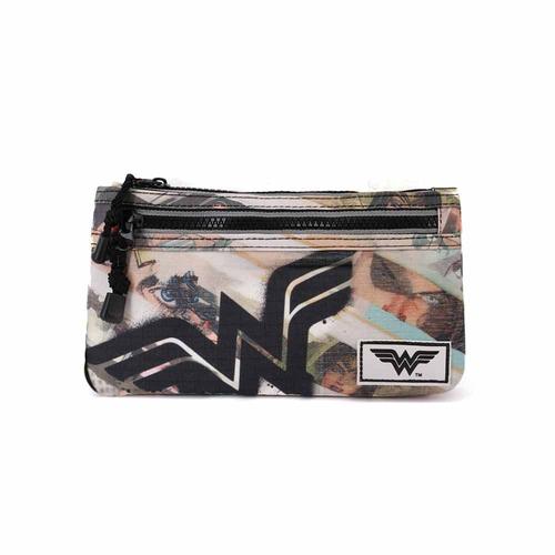 Wonder Woman Collage Trousse Plate, Brun