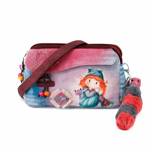 Forever Ninette Origin Sac à Bandoulière Double Zipper, Multicolore