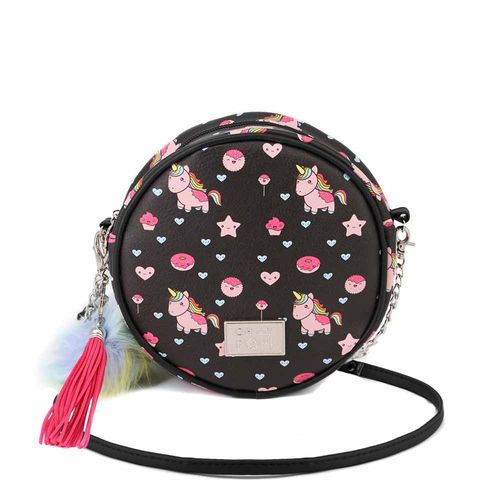 Oh My Pop Popnicorn Sac à Bandoulière Rond, Noir