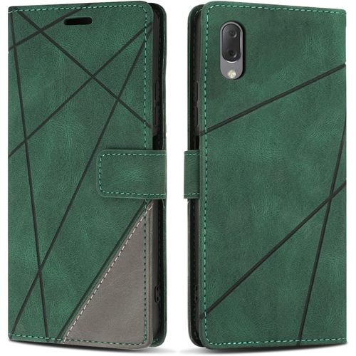 Coque Pour Sony Xperia L3, Housse En Pu Portefeuille Livre Pour Sony Xperia L3, Emplacements Cartes, Vert