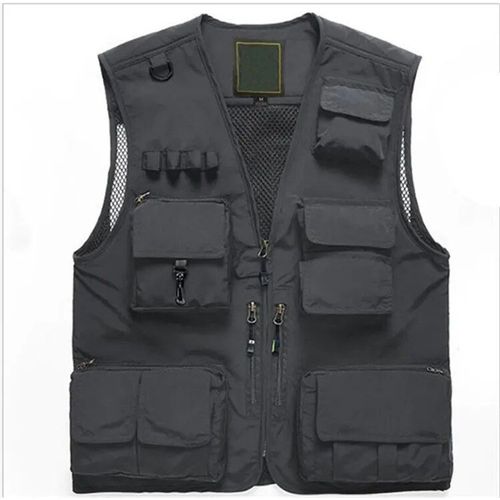 Gilets De Randonnée Multi-Poches Pour Hommes,Gilet De Pêche Masculin,Gilet Cargo Militaire,Maille À Séchage Rapide,Chargement De Photographie,Extérieur,Grande Taille