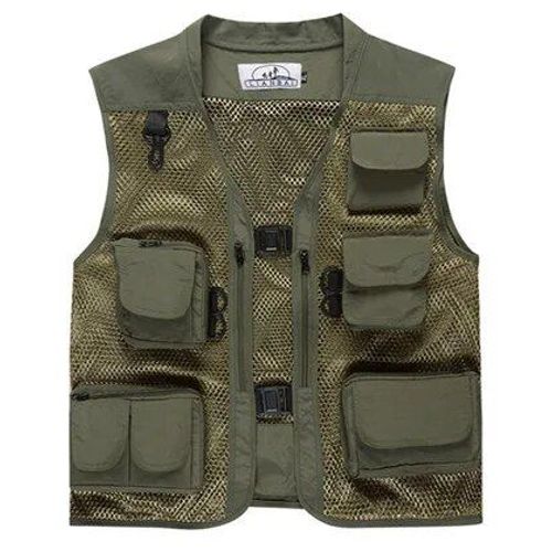 Camsolomon-Gilet De Pêche À La Mouche En Maille Pour Hommes Et Femmes,Poche D'été,Randonnée En Plein Air,Chasse,Pêche À La Ligne,Séchage Rapide,Fibre Respirante