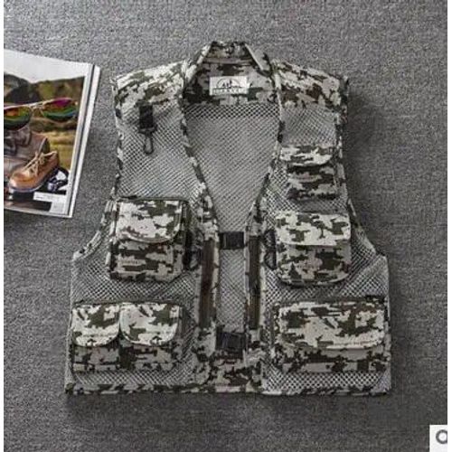 Camsolomon-Gilet De Pêche À La Mouche En Maille Pour Hommes Et Femmes,Poche D'été,Randonnée En Plein Air,Chasse,Pêche À La Ligne,Séchage Rapide,Fibre Respirante