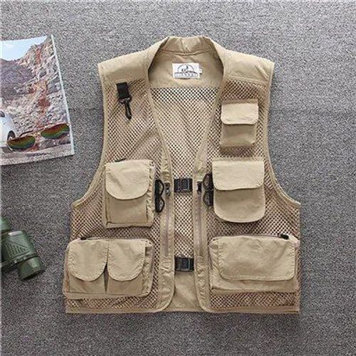 Camsolomon-Gilet De Pêche À La Mouche En Maille Pour Hommes Et Femmes,Poche D'été,Randonnée En Plein Air,Chasse,Pêche À La Ligne,Séchage Rapide,Fibre Respirante