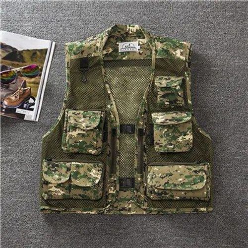 Camsolomon-Gilet De Pêche À La Mouche En Maille Pour Hommes Et Femmes,Poche D'été,Randonnée En Plein Air,Chasse,Pêche À La Ligne,Séchage Rapide,Fibre Respirante