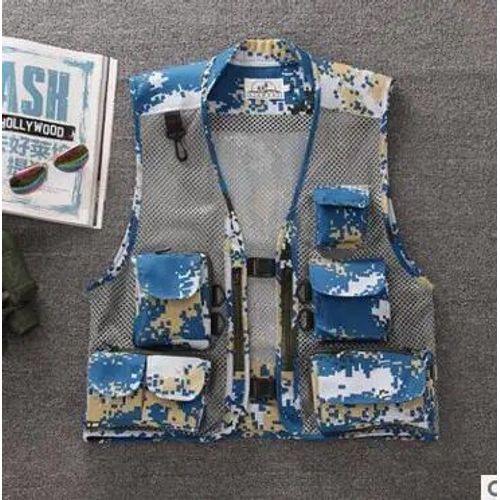 Camsolomon-Gilet De Pêche À La Mouche En Maille Pour Hommes Et Femmes,Poche D'été,Randonnée En Plein Air,Chasse,Pêche À La Ligne,Séchage Rapide,Fibre Respirante