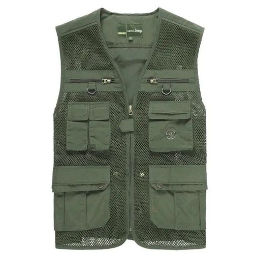 Gilet De Travail De Photographie Multi-Poches Pour Homme,Veste Dulfiber,Maille Respirante,Camping En Plein Air,Randonnée,Été