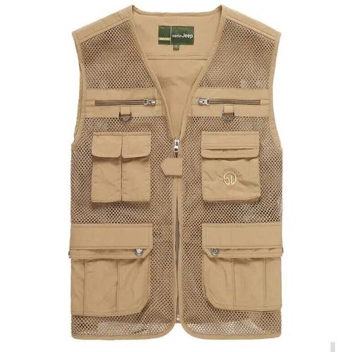 Gilet De Travail De Photographie Multi-Poches Pour Homme,Veste Dulfiber,Maille Respirante,Camping En Plein Air,Randonnée,Été