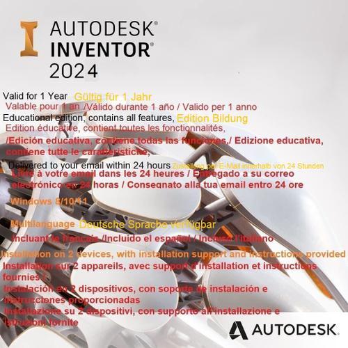 Autodesk Inventor Professional 2024 1 Year Licence | Livraison Numérique Sous 24h | Guide De Téléchargement Du Logiciel Inclus | Version Française (Autres Langues Disponibles) |
