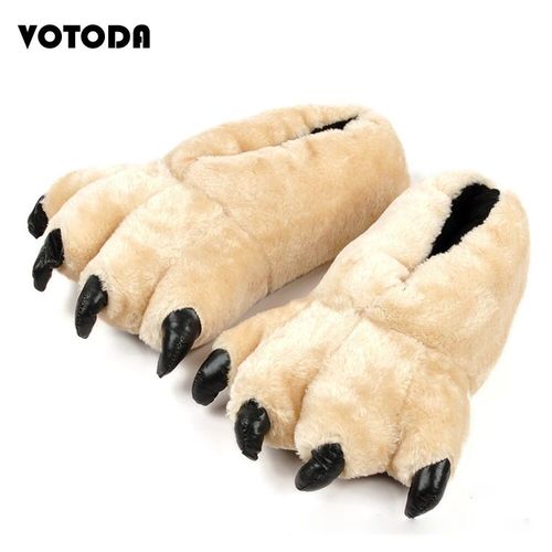 Chaussures Pantoufles De Patte D'ours Unisexesgriffe D'ourschaussures D'intérieur Pour La Maisontissu Douxchaussures En Peluche Pour Couplestoboggans En Fourruremignondrôlefemmehiver