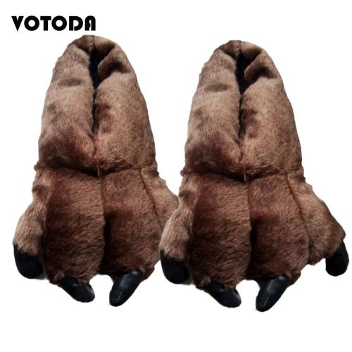 Chaussures Pantoufles De Patte D'ours Unisexesgriffe D'ourschaussures D'intérieur Pour La Maisontissu Douxchaussures En Peluche Pour Couplestoboggans En Fourruremignondrôlefemmehiver