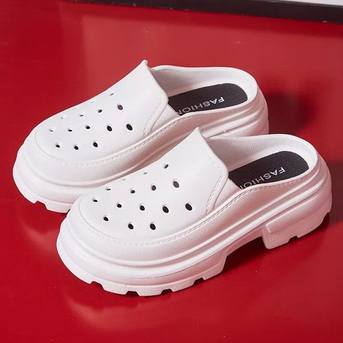 Chaussures De Jardin Plateformepaisse Pour Femmes Sabots Pantoufles D'été Semelle Optique Talons Hauts Toboggans Brûleur Creux Extérieur Sandales De Plage 2023