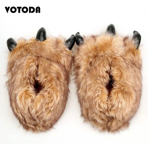 Chaussures Pantoufles De Patte D'ours Unisexesgriffe D'ourschaussures D'intérieur Pour La Maisontissu Douxchaussures En Peluche Pour Couplestoboggans En Fourruremignondrôlefemmehiver