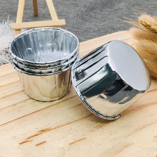 Emballage De Cupcake En Papier Aluminium, Doublure De Cupcake Or Argent, Tasse De Cuisson, Caissettes De Fête De Mariage, Tasse À Muffin En Papier 50 Pièces