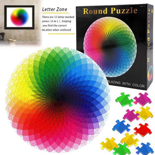 Puzzle De 1000 Pièces Pour Adultes Et Adolescents, Dégradé De Couleurs Arc-En-Ciel, Grand, Rond, Difficile, Ac889