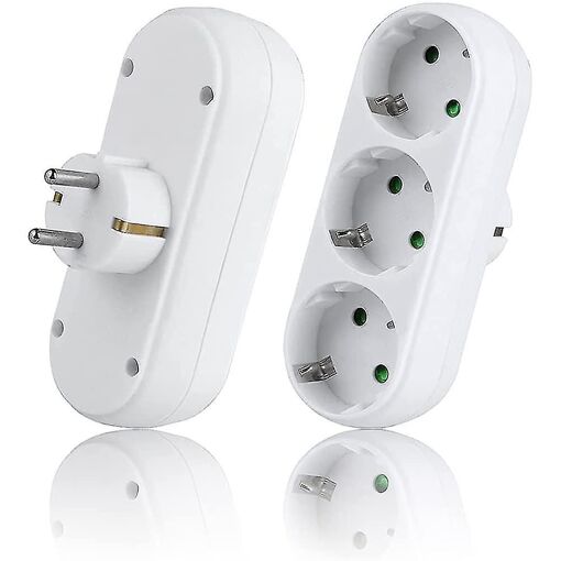 Multiprise murale 2 pièces, bloc multiprises avec 3 prises, (3500w ...