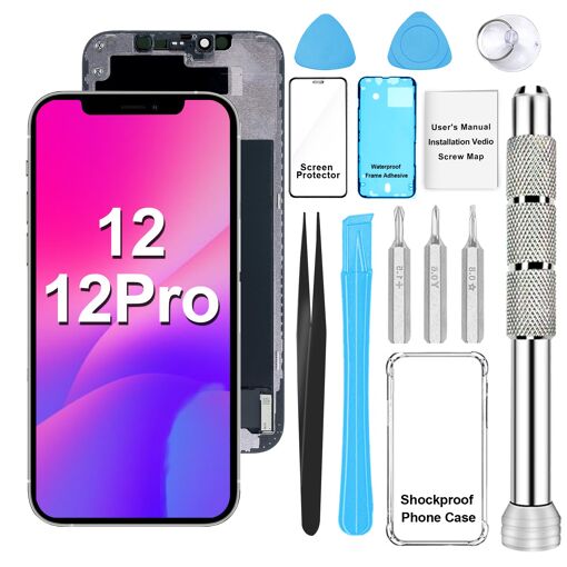Kit Écran De Remplacement Pour IPhone 12 Pro - Verre Trempé + Joint + Outils - Neuf