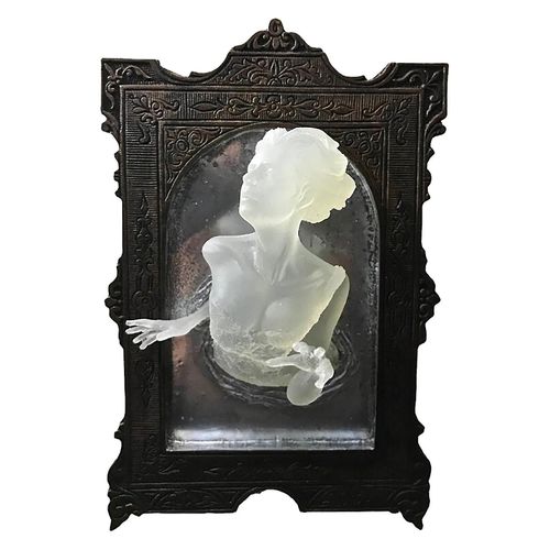 Sculptures murales effrayantes Fantômes émergeant d¿un miroir Décoration Résine Lumineux Décoration de maison Accès