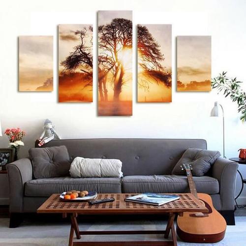 tempsa 5pcs tableau peinture huile coucher du soleil abstraite art décoration murale salon sans cadre