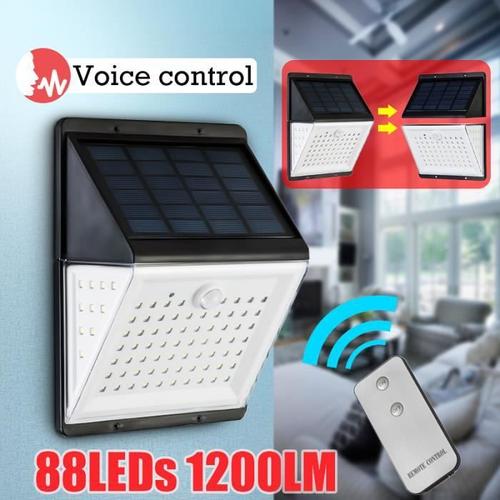 Neufu Lampe Solaire Extérieur Murale 88led Avec Télécommande Détecteur De Mouvement 5mode Ip65 Etanche 1200lm