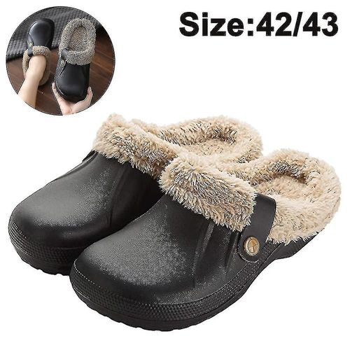 Pantoufles Imperméables Femmes Hommes Fourrure Doublés Sabots Hiver Jardin Chaussures Warm House Pantoufles Intérieure Outdoor Mules