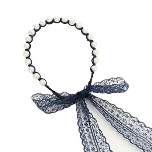 2 Bleu Pieces Dentelle Foncé Bandeaux Avec Perles Femmes Hair Ornaments Summer G