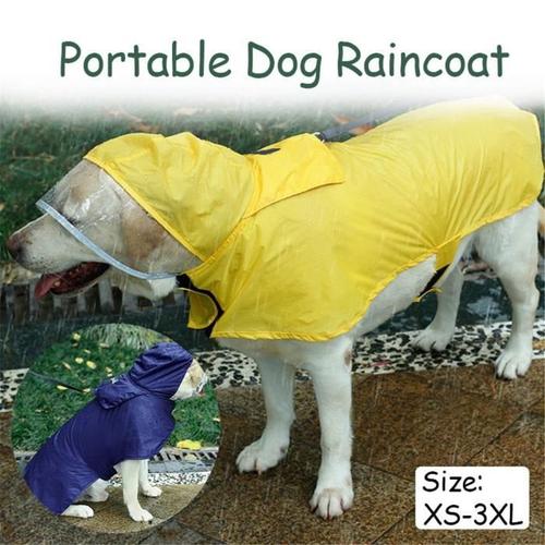 Neufu Imperméable Coupe-Vent Chien Vêtements Chapeau Bord Gilet Veste Pluie Jaune S