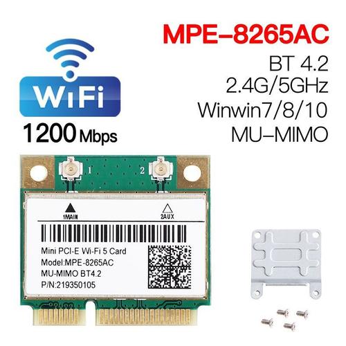 Seule carte - Carte Wifi Intel 8265HMW Mini PCI E 802.11ac 1200 mb/s double bande Bluetooth 4.2 adaptateur sans fil antenne7260HMW