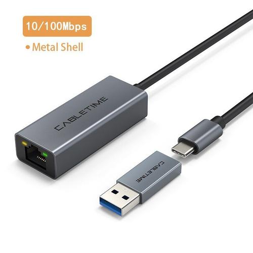 100 Mbps avec 1PC OTG - adaptateur USB C vers Ethernet LAN 1000Mbps carte réseau pour iPad pro ordinateur portable Macbook Air RJ45 C361