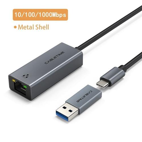 1000 Mbps avec 1 OTG - adaptateur USB C vers Ethernet LAN 1000Mbps carte réseau pour iPad pro ordinateur portable Macbook Air RJ45 C361