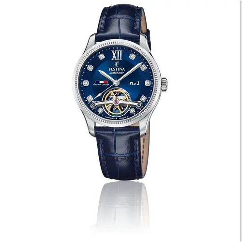 Festina 120 Ans Edition Limité Montre Femme Automatique Acier Cuir Bleu F0120/1