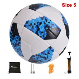 18-Bluewhite Taille 5 - Ballons De Football Officiels Deen Pu De Haute Qualité En Plein Air Pour Enfants Et Adultes Avec Pompe Gratuite
