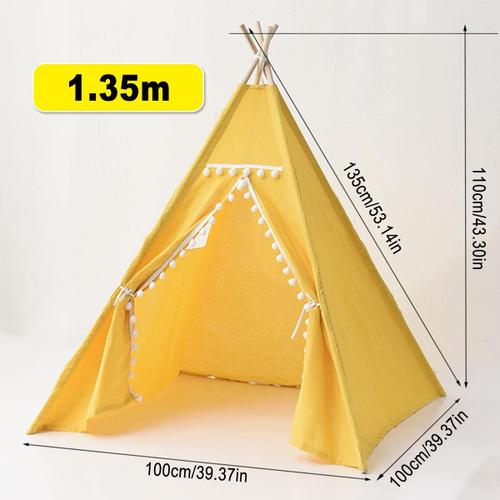 1.35 M Jaune - Tente De Jeu Indienne En Toile De Coton Pour Enfants Portable Tipi Décoration De Chambre