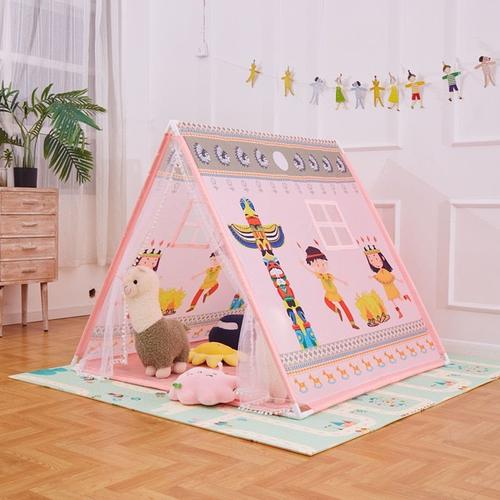 Rose - Tente De Tipi Portable Pour Enfants Maison De Jeu Pour Enfants Totem Wigwam Filet À Pompons Rideau Anti Moustique Maison De Jeu