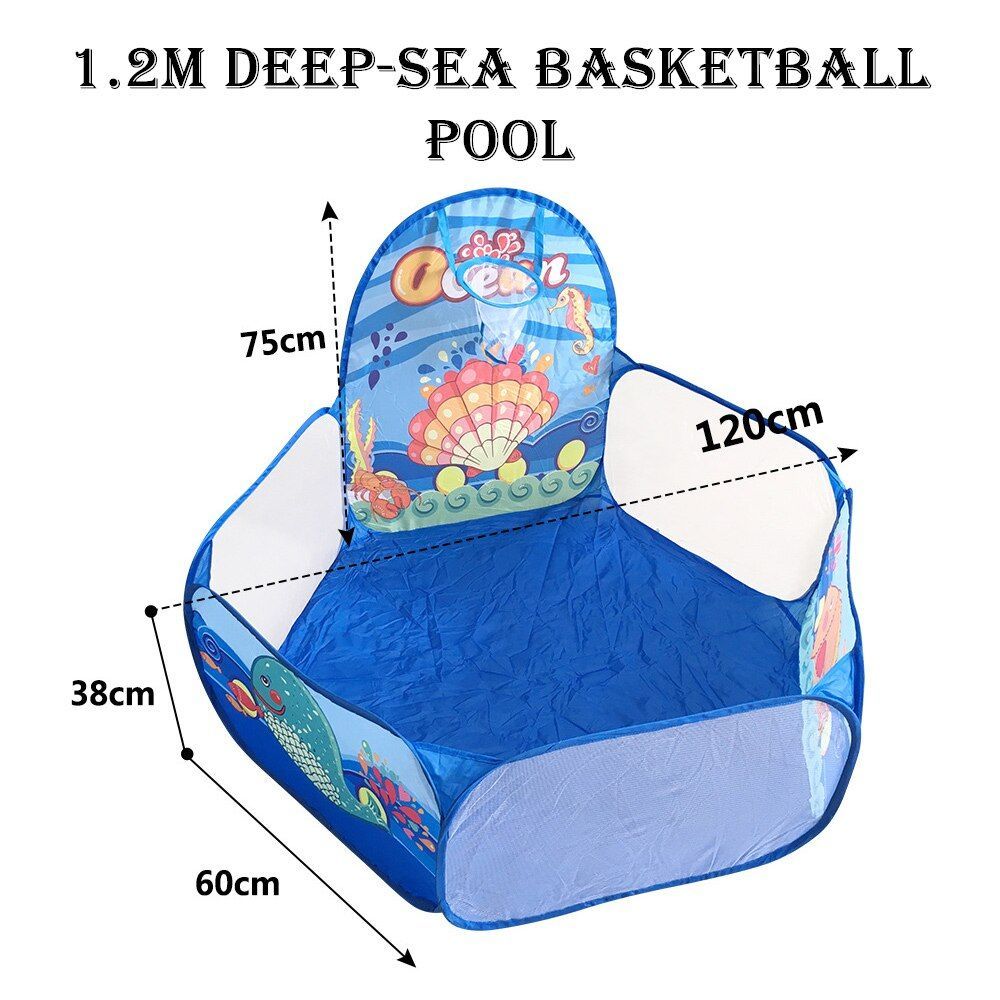 1.2 M De Mer Profonde - Tente De Fosse À Balles Pliable Pour Enfants Jouet De Piscine Avec Panier De Basket Ball Dessin Animé Maison De Jeu