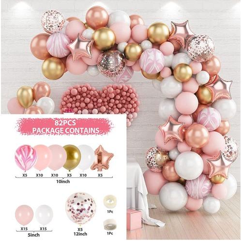 Ballons de décoration d'anniversaire en or rose, kit de guirlande