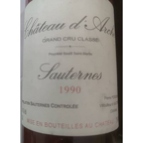 Chateau D Arche 2eme Grand Cru Classe Sauternes 1990