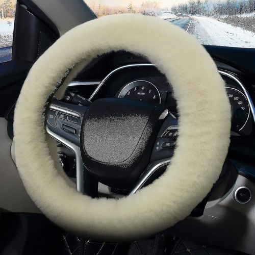 Housses De Volant Moelleux, Voiture Douce Fourrure Anti-Dérapant Peluche Couverture De Volant Laine Chaude Universelle 36-39cm Décoration De Voiture D¿Hiver Pour Femmes Xxf