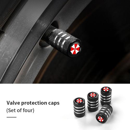 Bouchons de Valve de pneu de roue de voiture,4 pièces,pour parapluie,logo  de société,accessoires Automobiles - Type Plaid Black