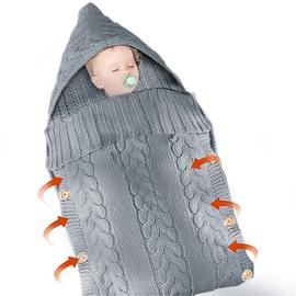 Dhrs tricoté bébé sac de couchage enveloppant couverture pour poussette  manquette bébé manquette avec polaire à l'intérieur, sac chaud