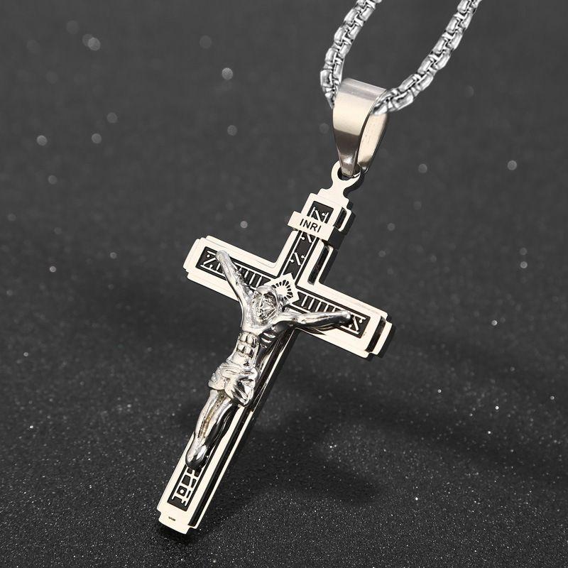 Luxe Croix Collier Vintage Homme Pendentif Chrétien Religieux Cadeaux avec  Exquis Box Bijoux En Argent Crucifix De Mode