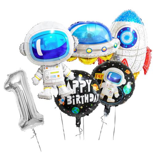 Bouquet de ballons joyeux anniversaire astronaute et fusée (rempli d'h –